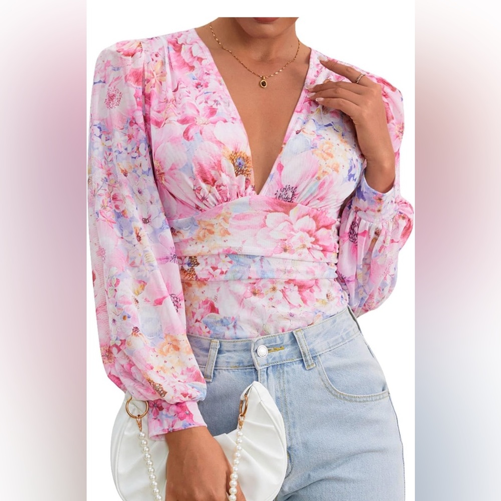 Women’s leotard Floral Bodysuit Top, Size M, NWOT